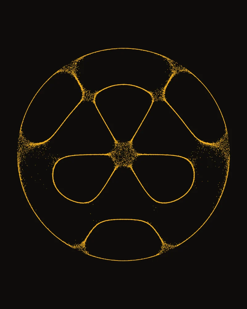Sound Plate II, Sacral: gold sand on a round black plate, in the figure a 417 hertz tone draws.