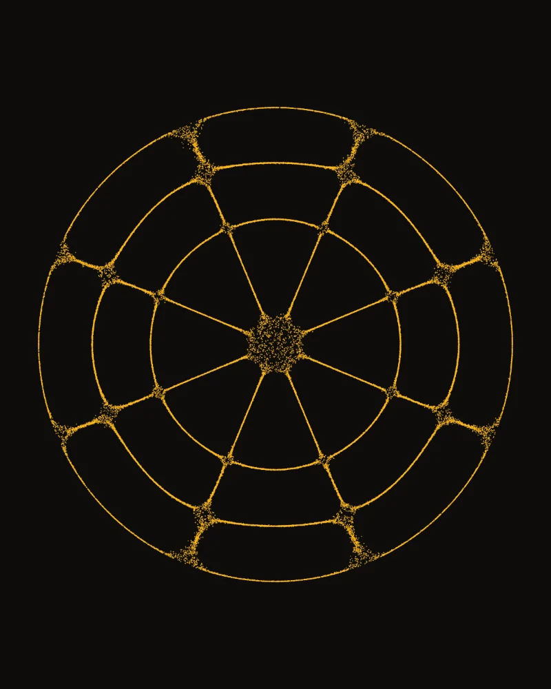 Sound Plate VII, Crown: gold sand on a round black plate, in the figure a 963 hertz tone draws.